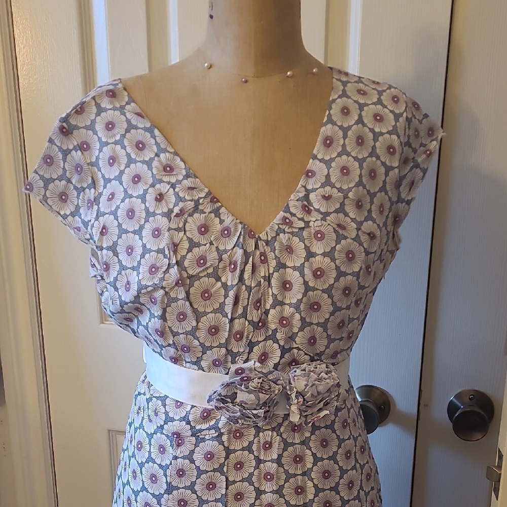 DownEast Purple and White Floral Midi Dress